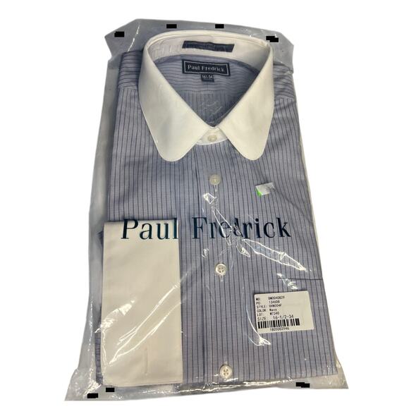 Paul Frederick Mens Classic Fit Shirt Long Sleeve Button Up Blue PinStripe NIP - Picture 1 of 6